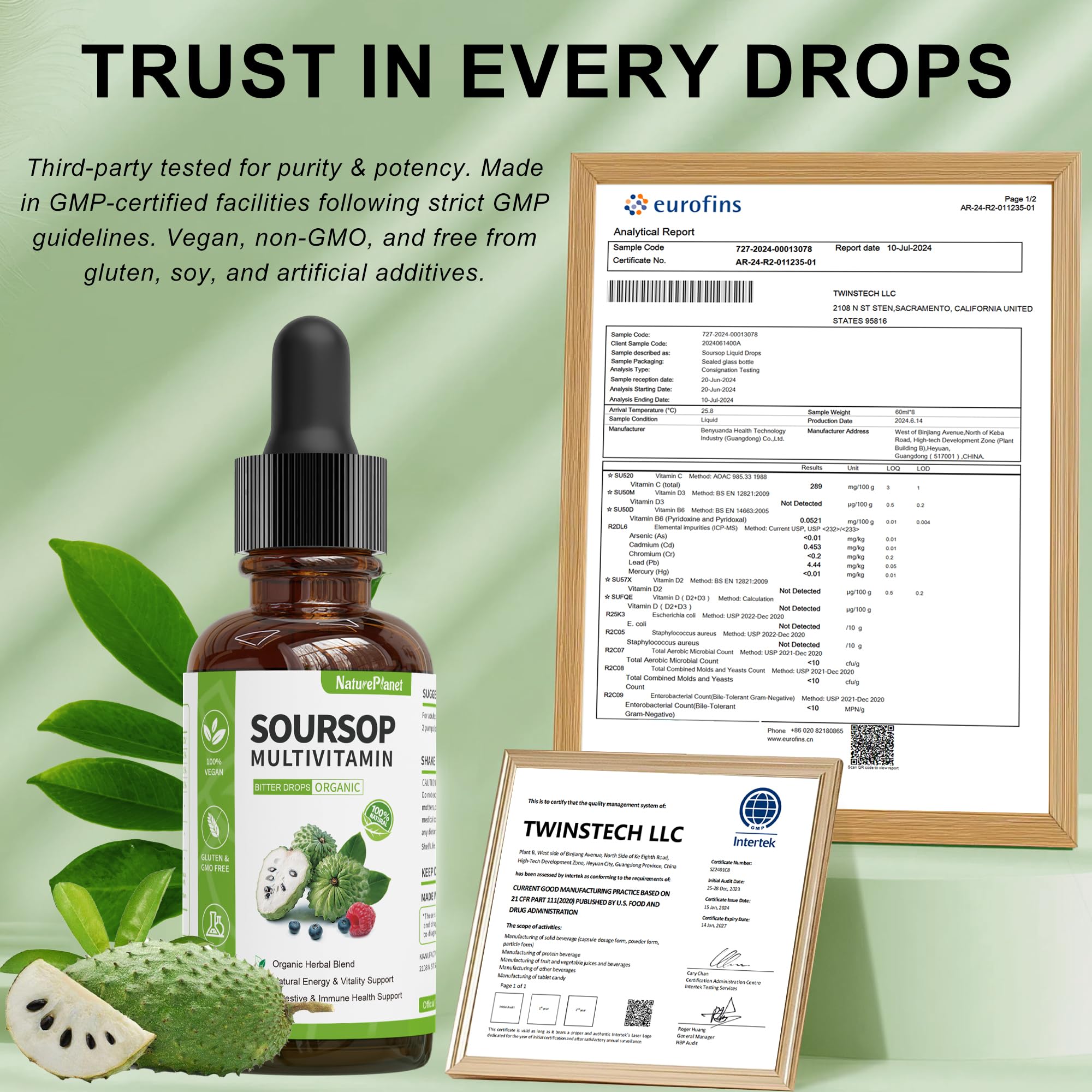 NaturePlanet non-GMO vegan label signaling clean, responsibly sourced ingredients