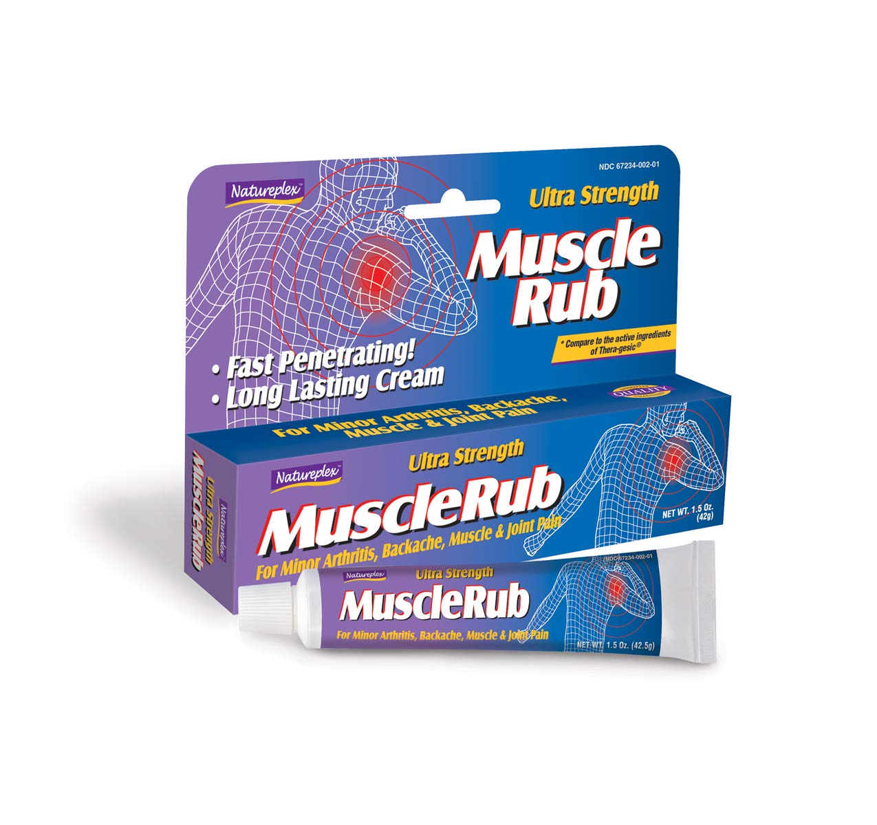 Natureplex Ultra Strength Muscle Rub applied to arm for targeted relief.