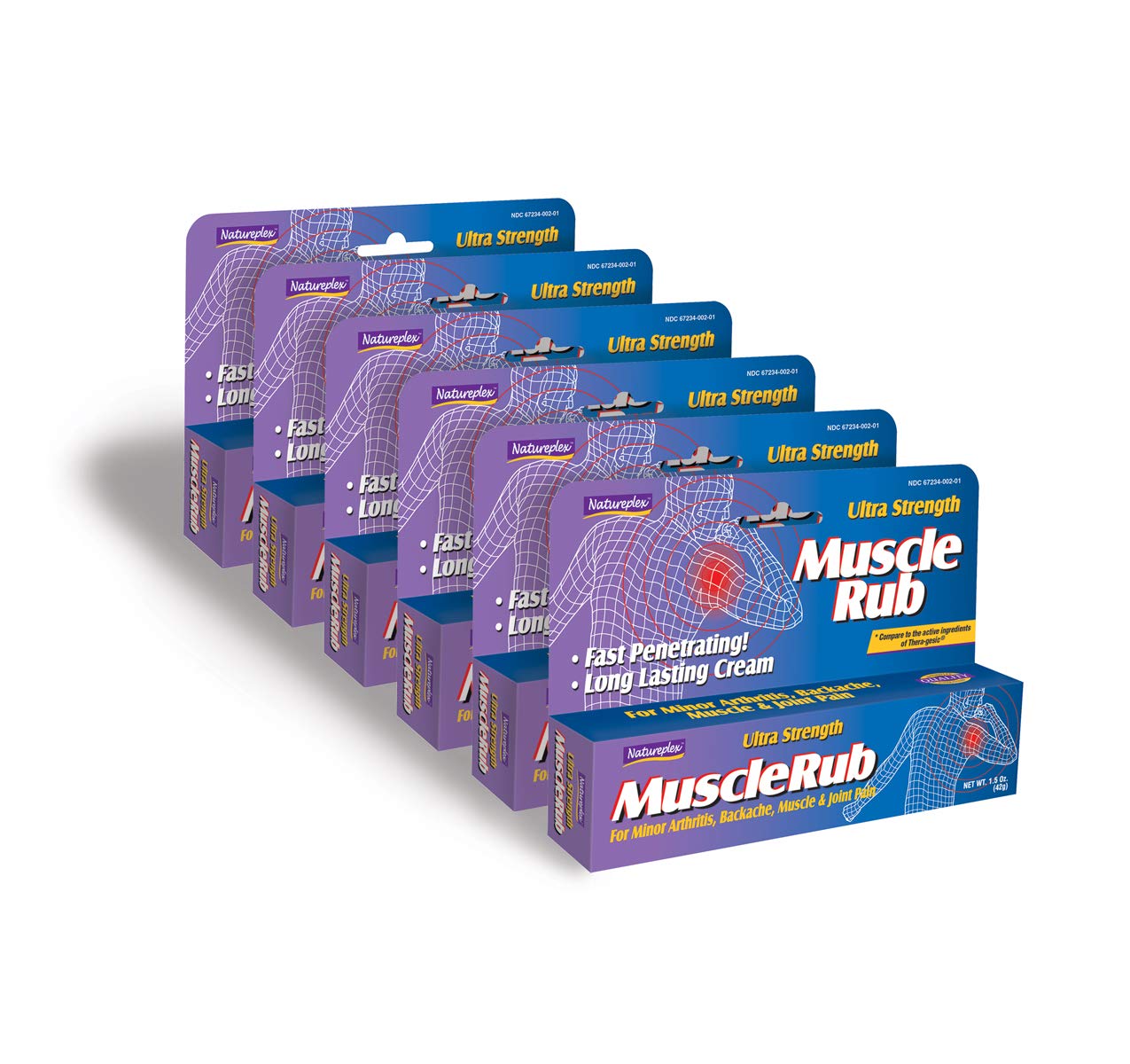 Natureplex Ultra Strength Muscle Rub packaging and bottle displayed together.