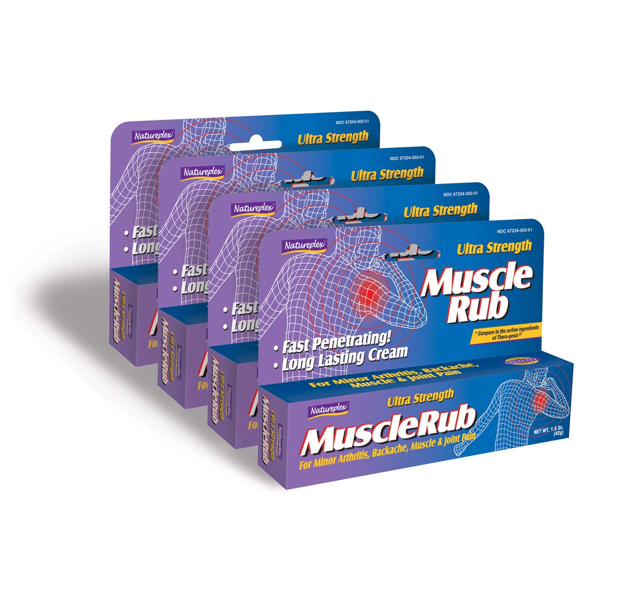 Natureplex Ultra Strength Muscle Rub USA-made seal visible on packaging.