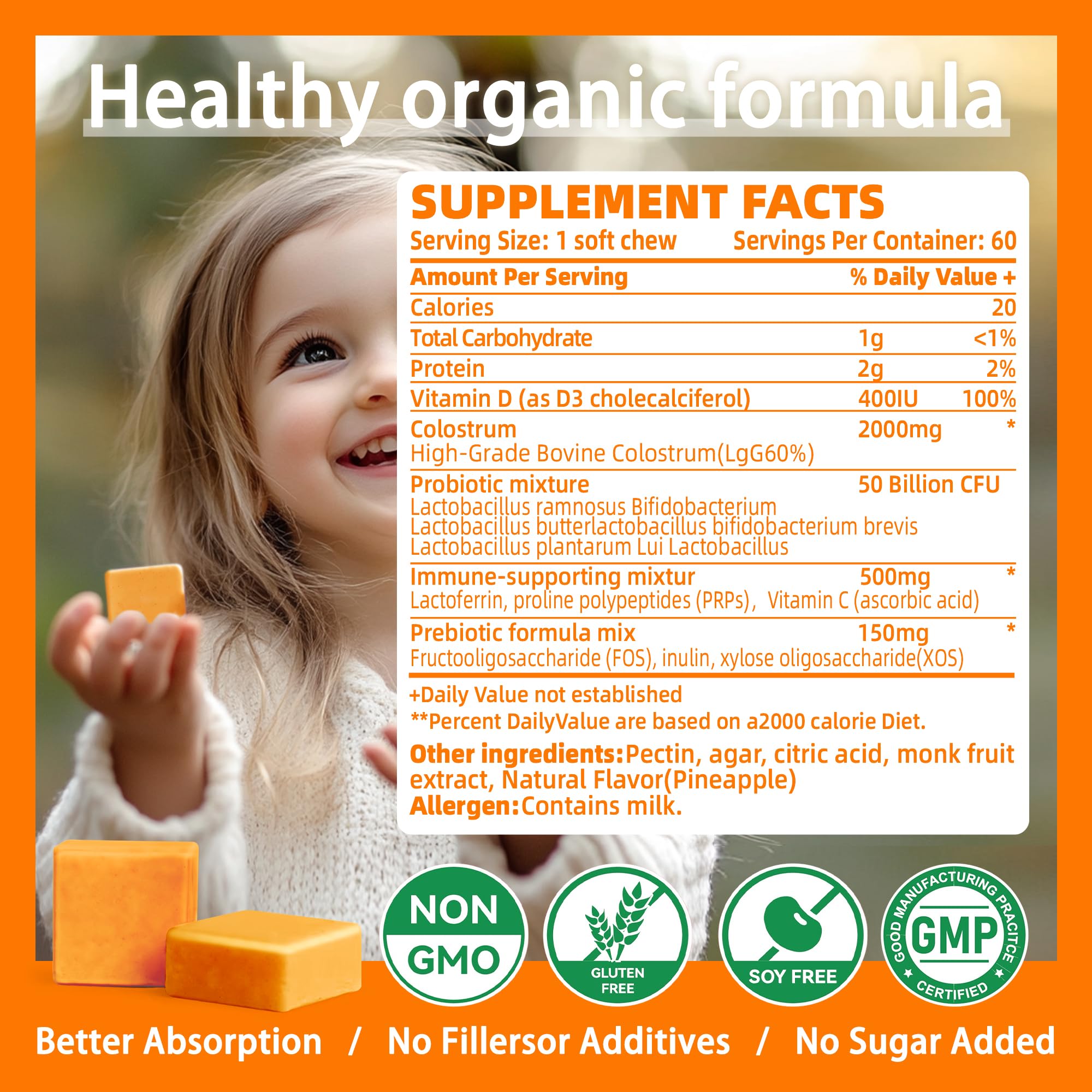 Natures Aid Colostrum Chews grass-fed sourcing highlight ethical dairy origin.