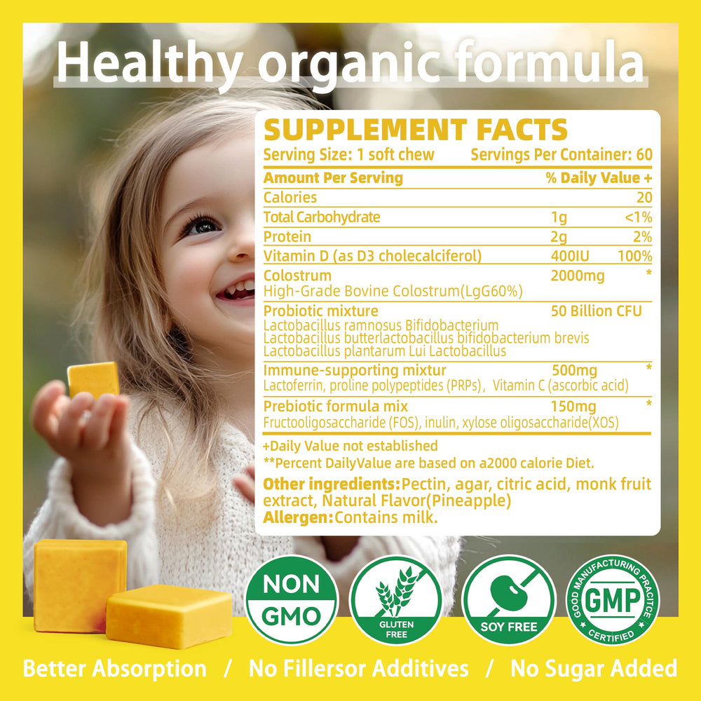 Natures Aid Colostrum Chews Packaging Front communicates premium quality and flavor