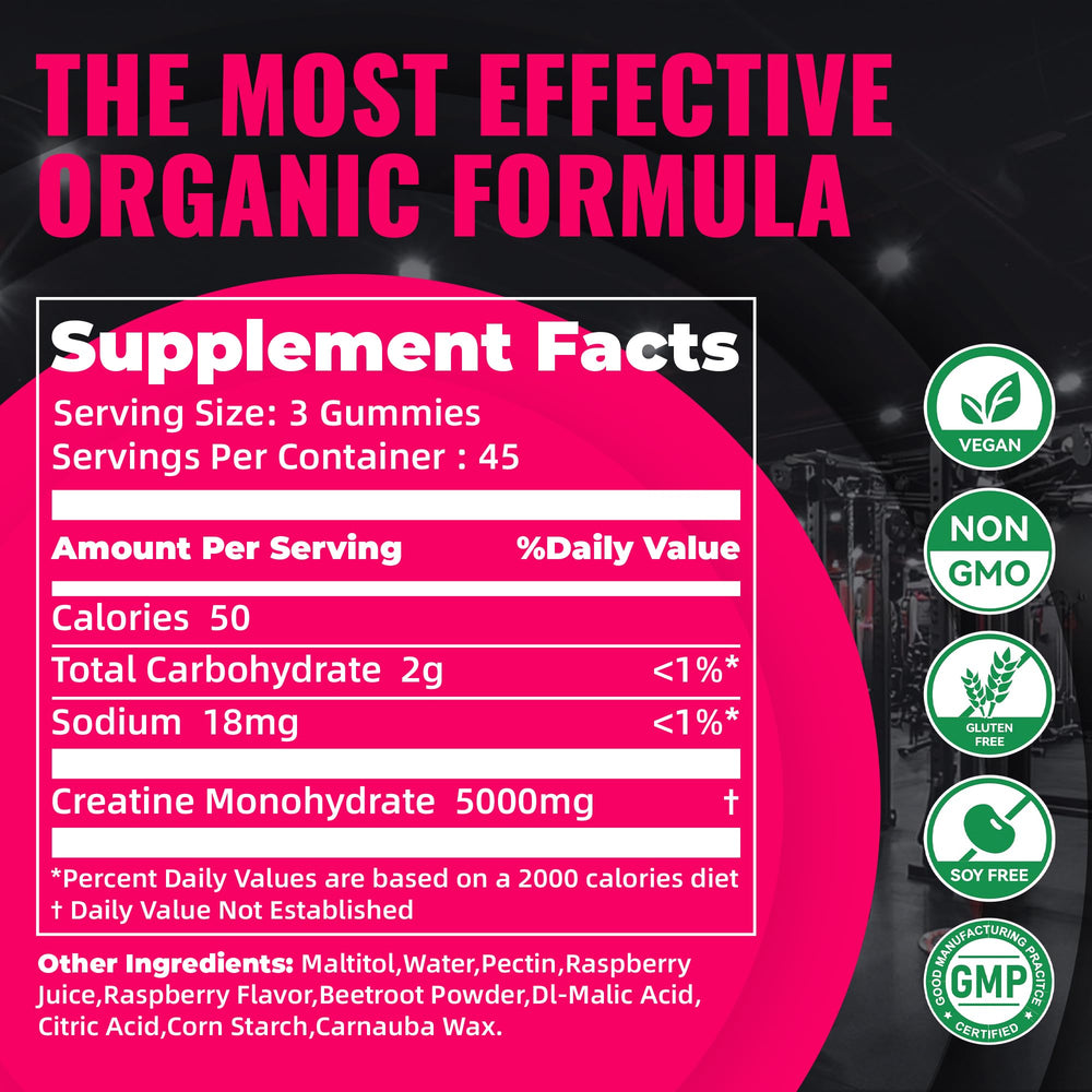 Natures Aid Creatine Gummies serving-three shown for easy dosing.
