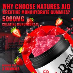 Nature's Aid Creatine Gummy 135-count bottle ready for daily use.