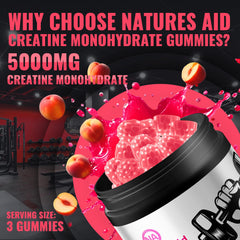 Natures Aid Creatine Gummy GMP factory seal underscores quality and safety.