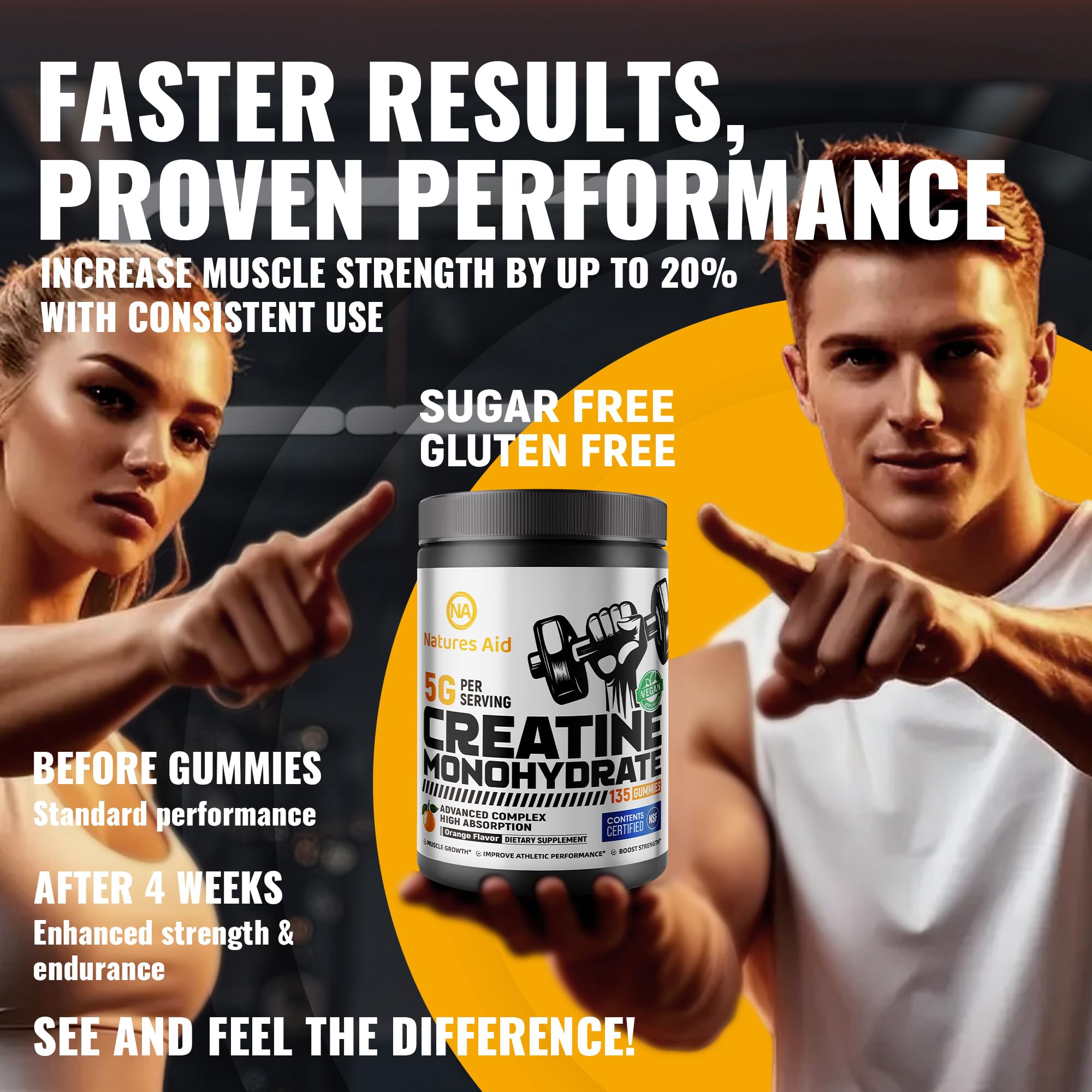 Gym bag with Natures Aid Creatine Gummies for workouts