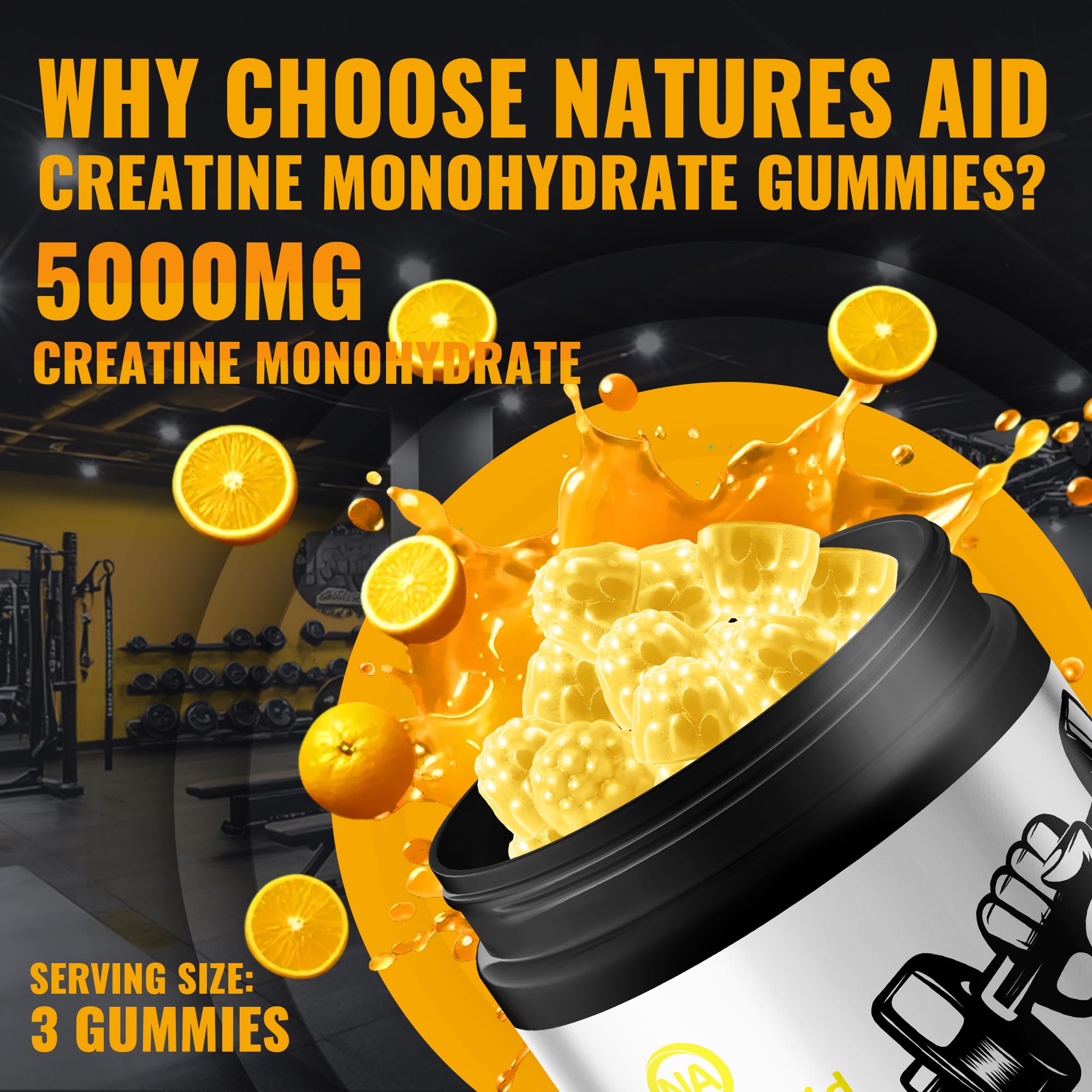 Ingredient list on Natures Aid Creatine Gummies packaging