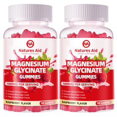 Natures Aid Magnesium Glycinate Gummies raspberry bottle for daily support