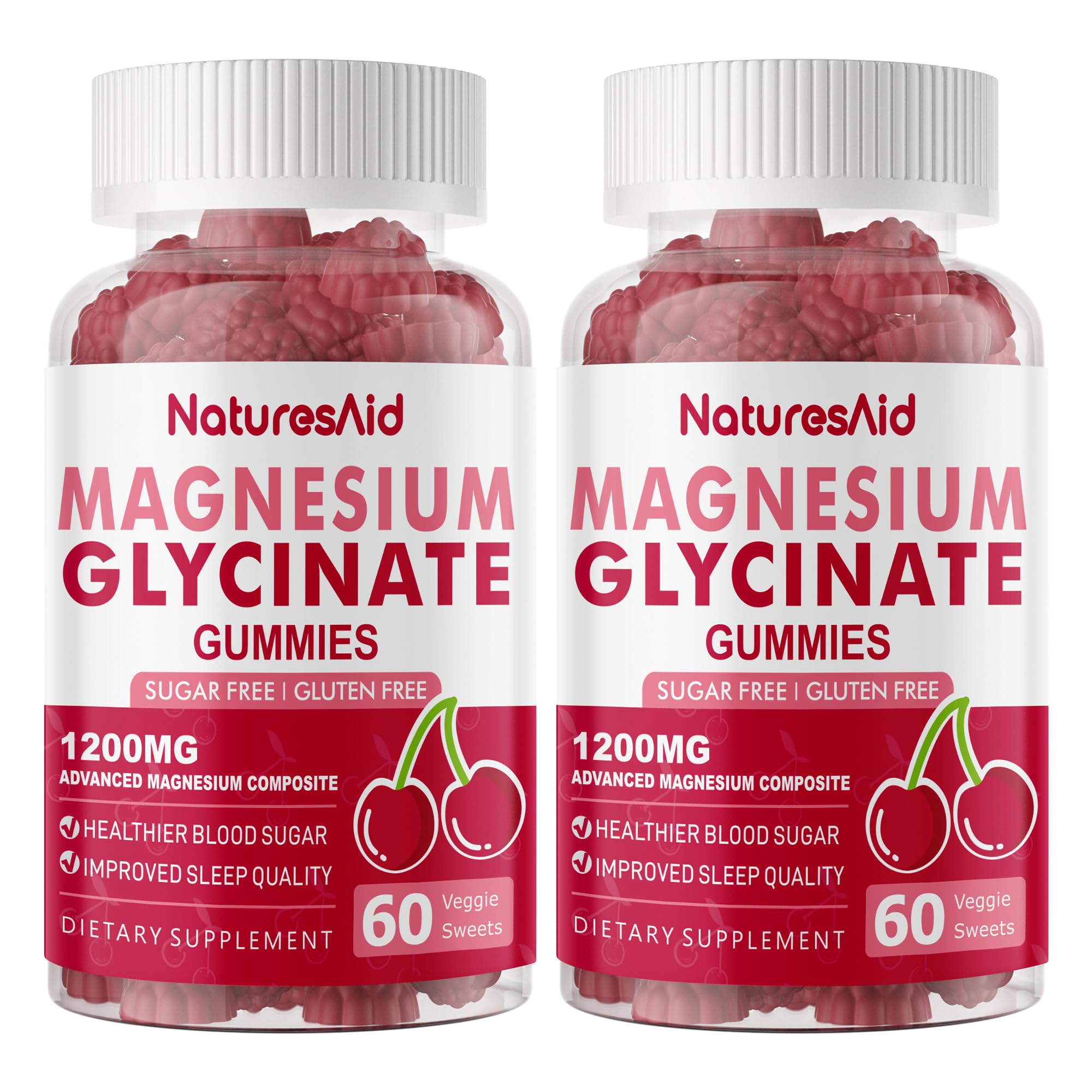 Nature's Aid magnesium glycinate gummies raspberry chew for calm mood support
