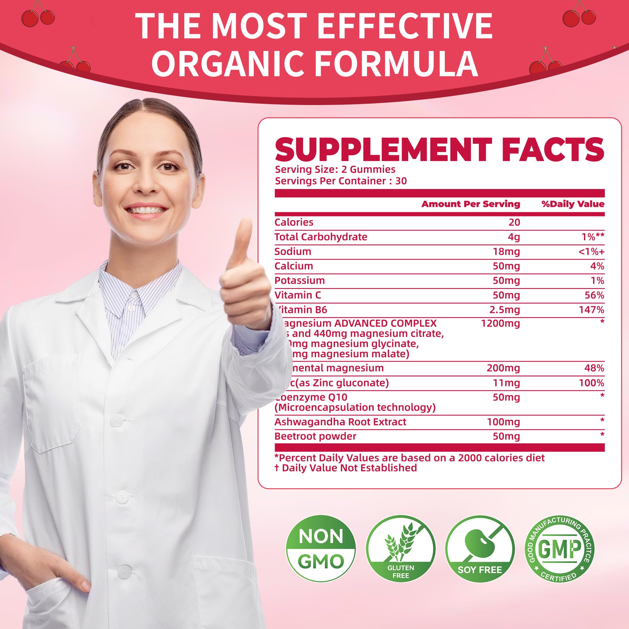 Ingredients panel showing B6 and CoQ10 in Nature's Aid gummies