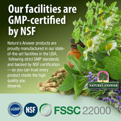 Nature's Answer label with kosher and gluten-free icons.