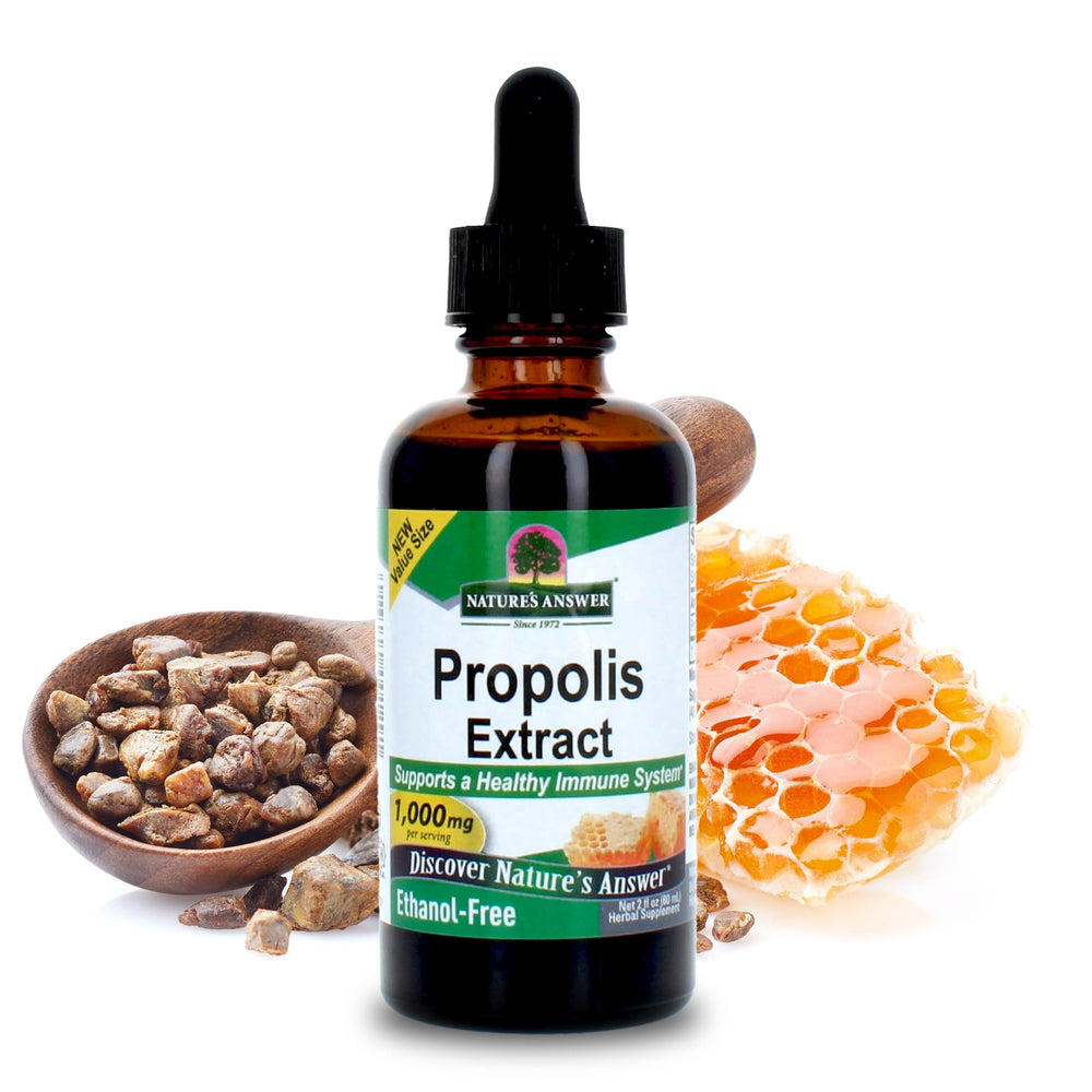 Nature's Answer propolis resin extract bottle supports daily wellness.