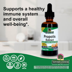 Nature's Answer propolis resin extract being added to water for easy intake.