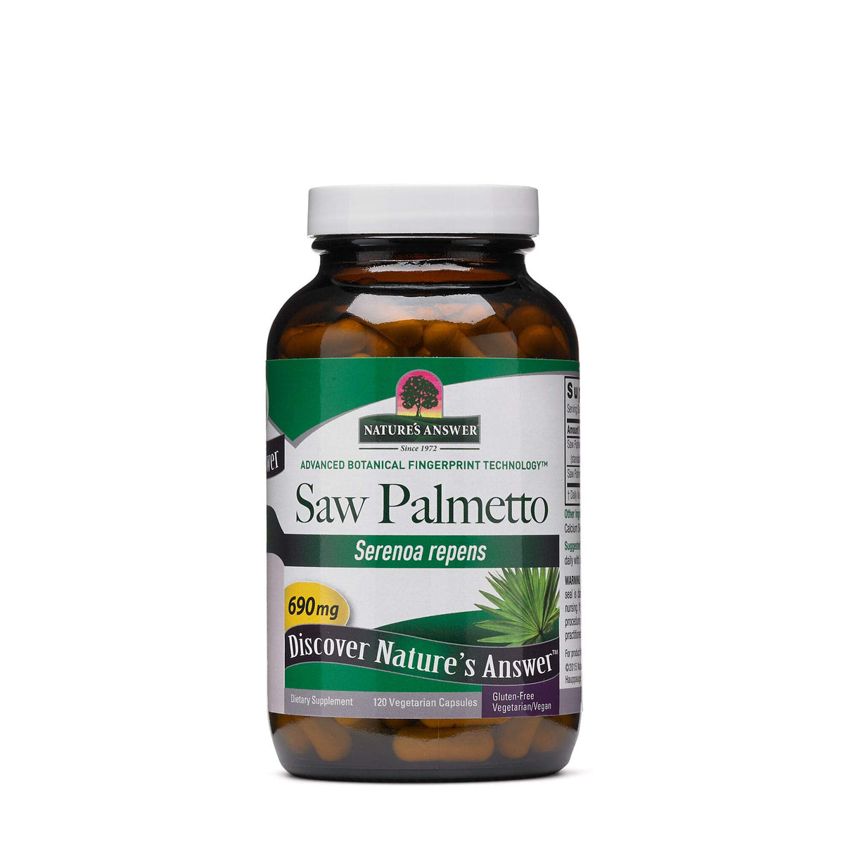 Nature's Answer Saw Palmetto Extract bottle cap close-up for daily wellness support.
