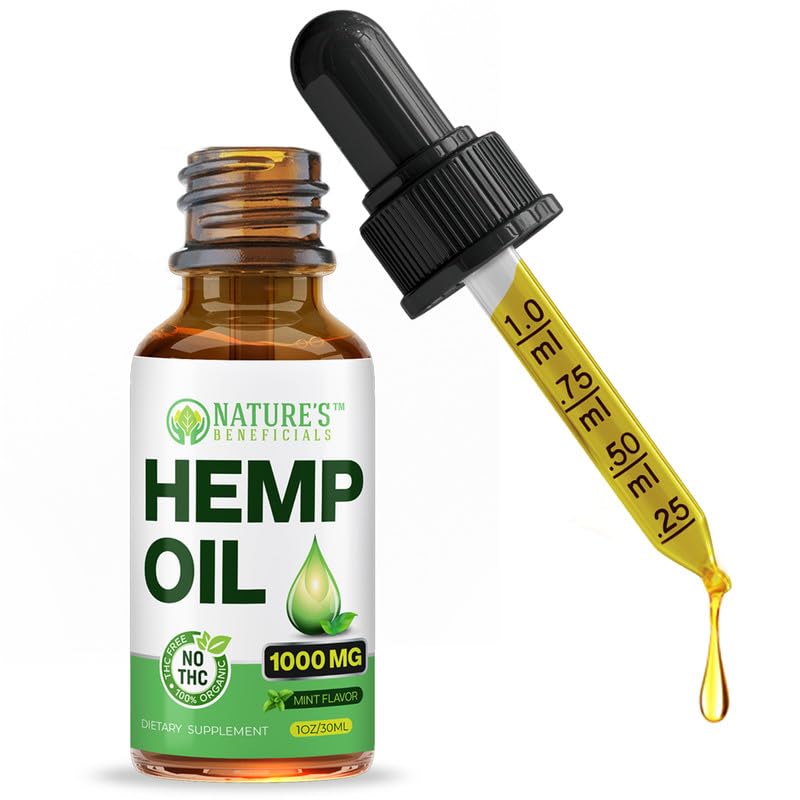 Nature's Beneficials hemp oil 1000mg bottle for daily omega support