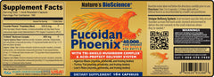 Nature's Bioscience Fucoidan Phoenix ingredients panel highlighting DNA-verified mushrooms