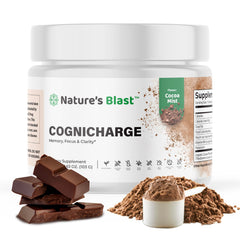 NATURES BLAST CogniCharge bottle shown for daily brain support and easy mix