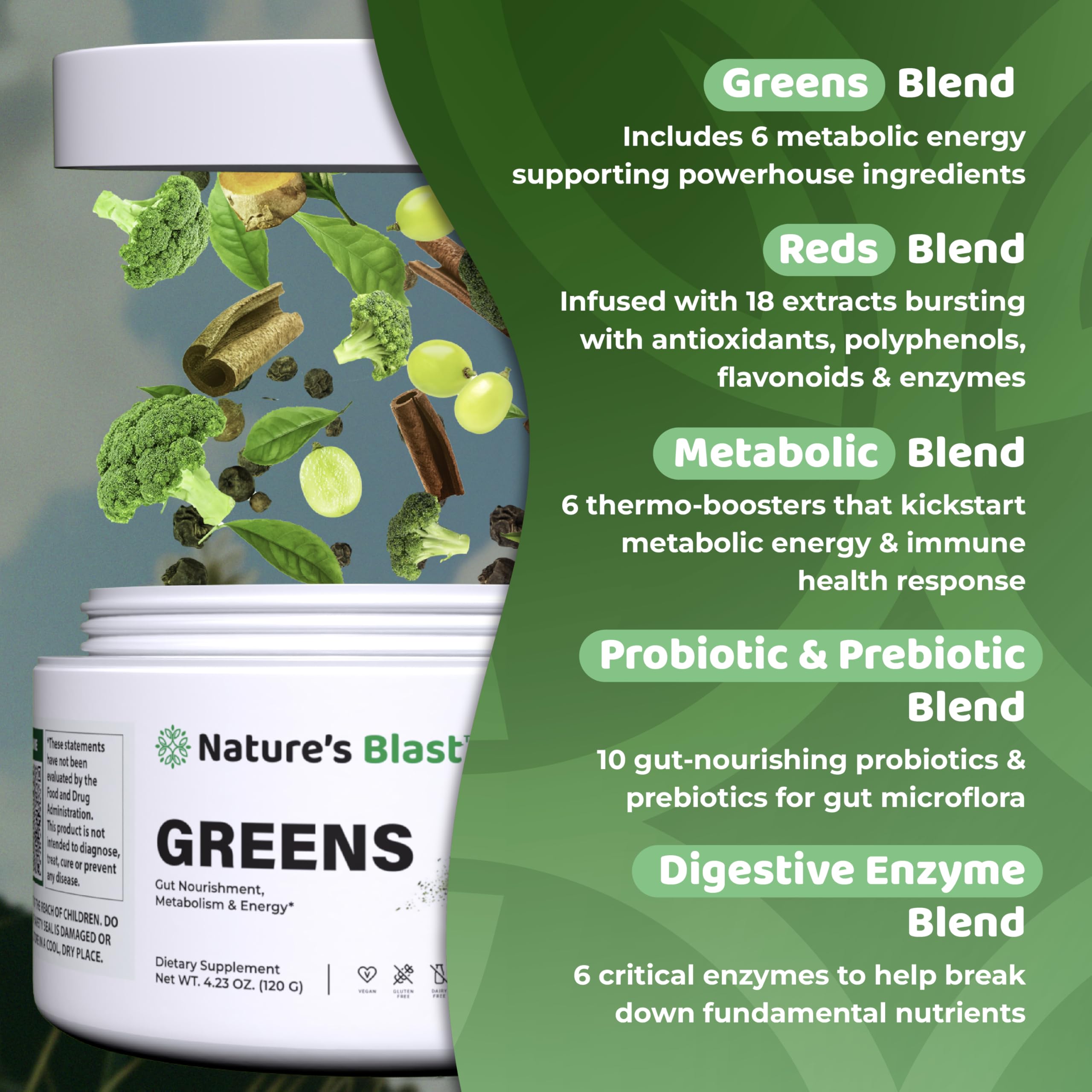 NATURES BLAST Greens Superfood Powder morning shake inspires a healthy routine.