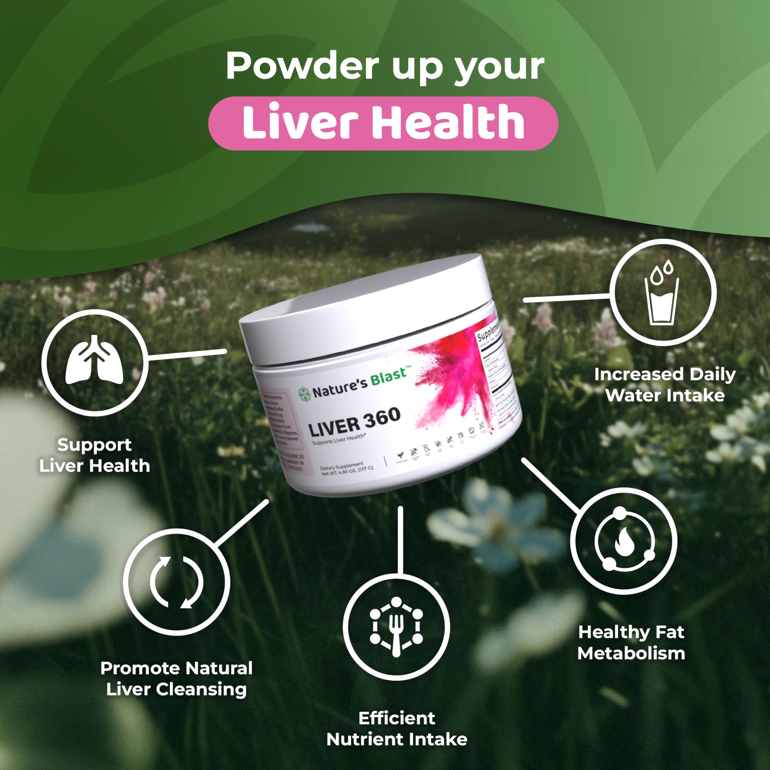 Digestive support in Nature's Blast Liver 360 powder form.
