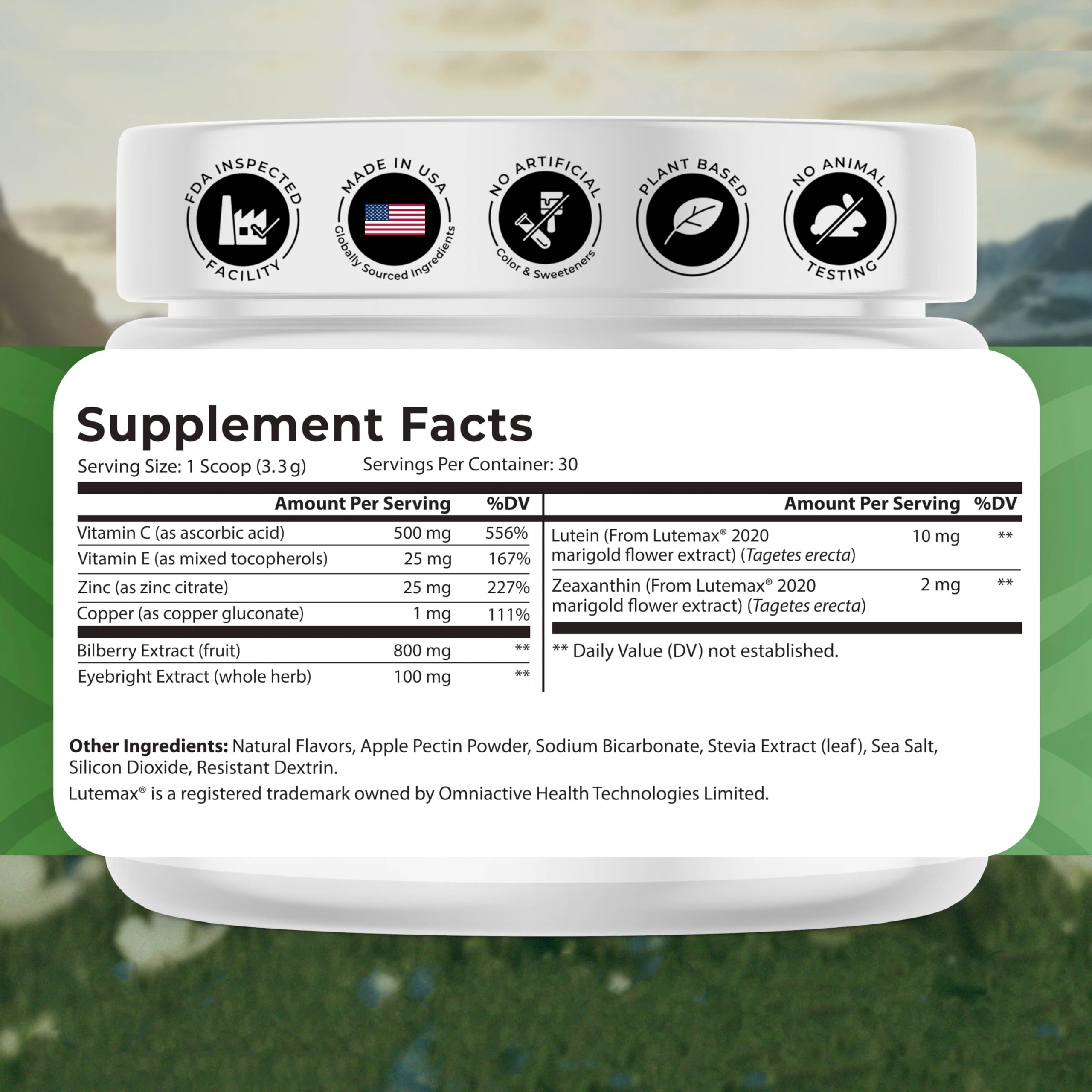 NATURES BLAST SightMax Berry Rush powder ready to dissolve for convenient daily intake.