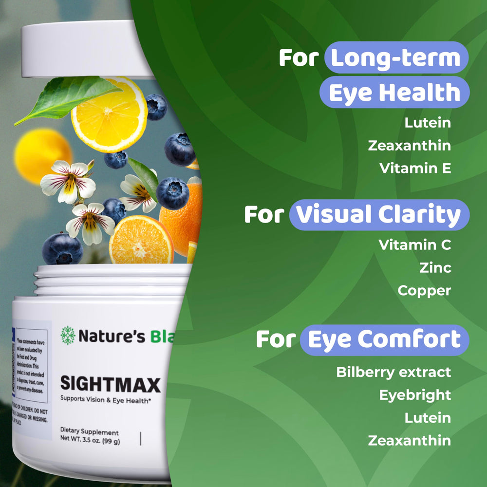 Dosing scoop for SightMax shows easy-to-measure daily servings.
