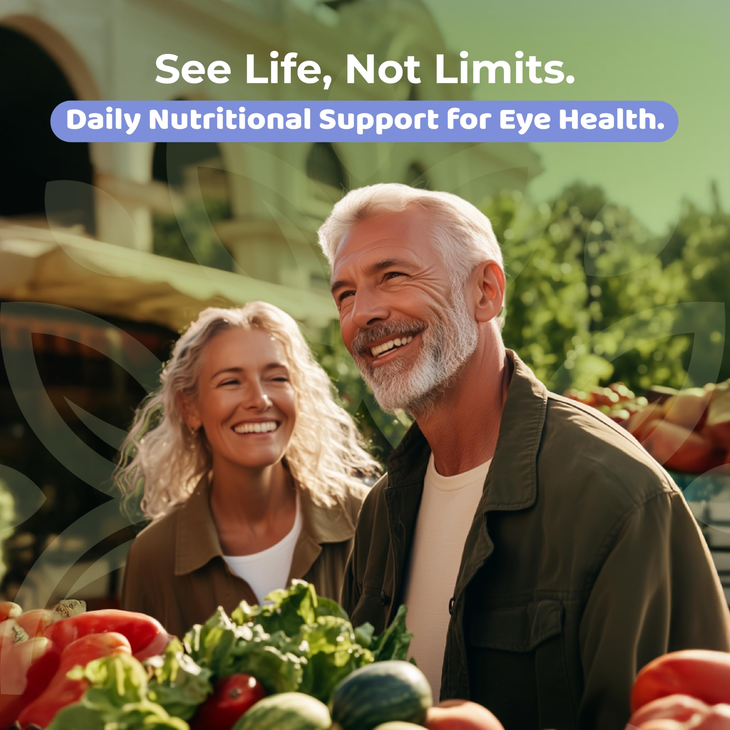 Vegan, non-GMO, gluten-free SightMax badge signals dietary inclusivity.