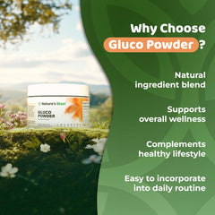 NATURES BLAST Gluco-Powder with mulberry extract signals natural wellness.