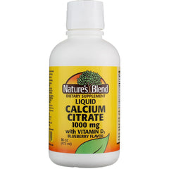 Nature's Blend calcium citrate with D3 blueberry bottle for daily supplementation.