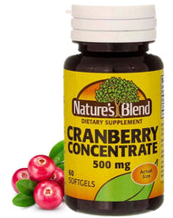 Nature's Blend Cranberry Concentrate soft gels pack image showing 60-count bottle for routine use