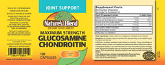 Close-up of Nature's Blend glucosamine chondroitin capsules for easy swallowing