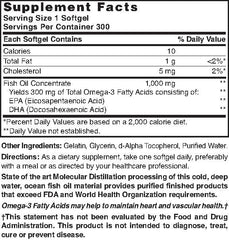Nature's Blend Omega-3 label close-up showing 1000 mg per softgel detail for daily use.