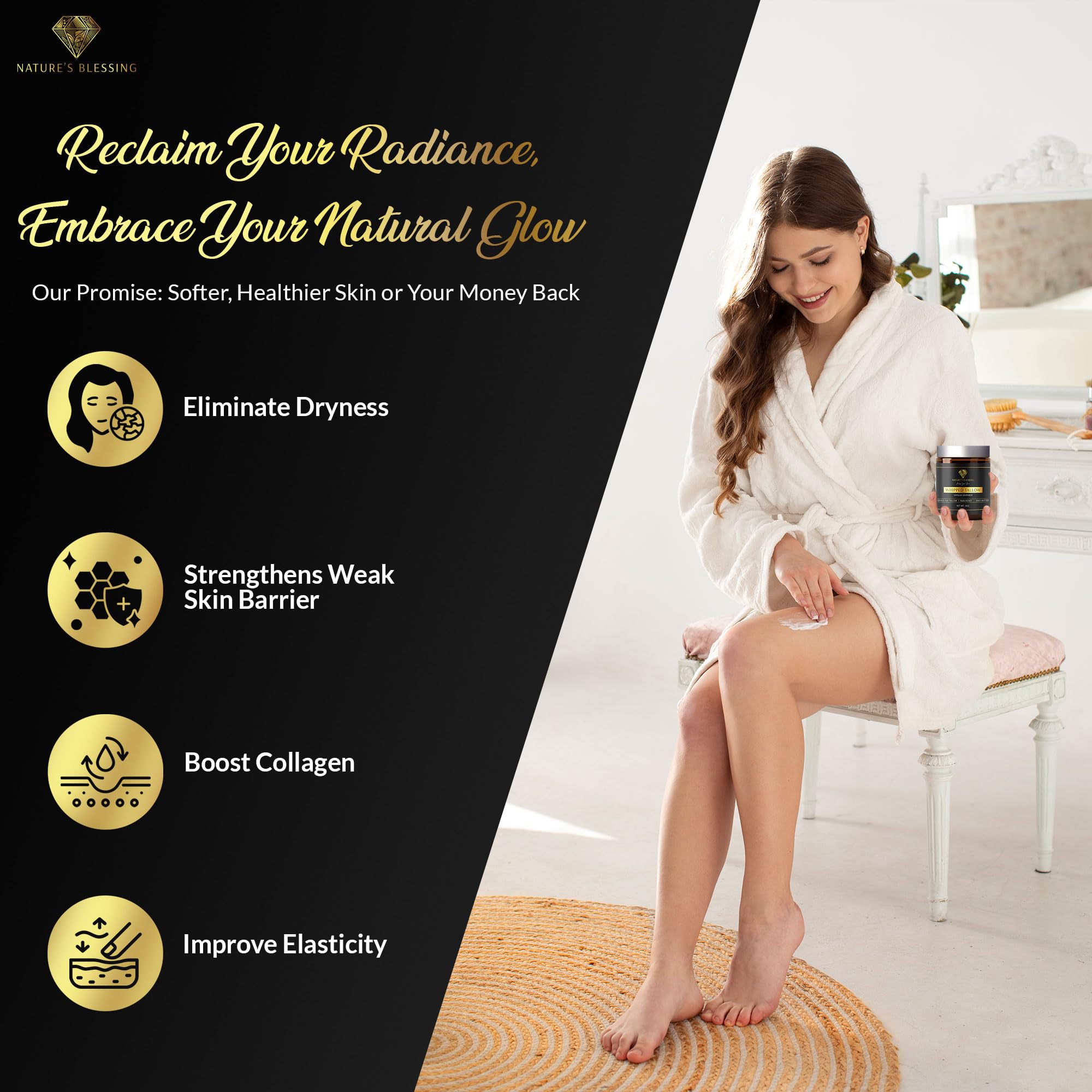 Ingredients panel of Nature's Blessing anti-aging beef tallow cream