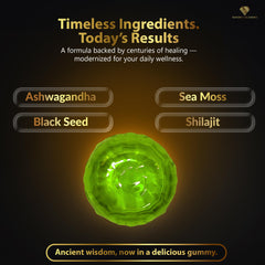 Nature's Blessing sea moss gummies with vitamins C and D for immune support.