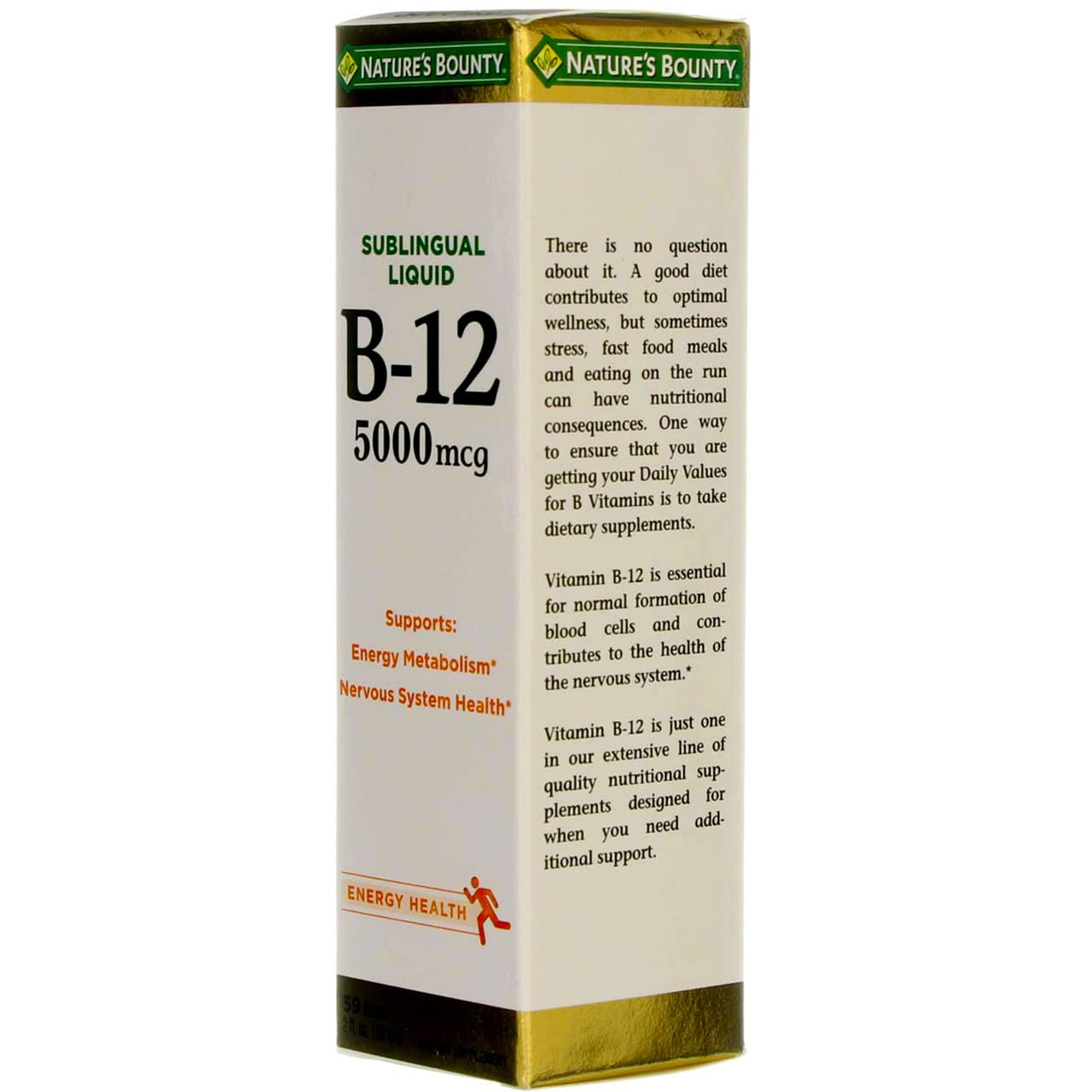 Gluten-free and sugar-free Nature's Bounty B-12 liquid