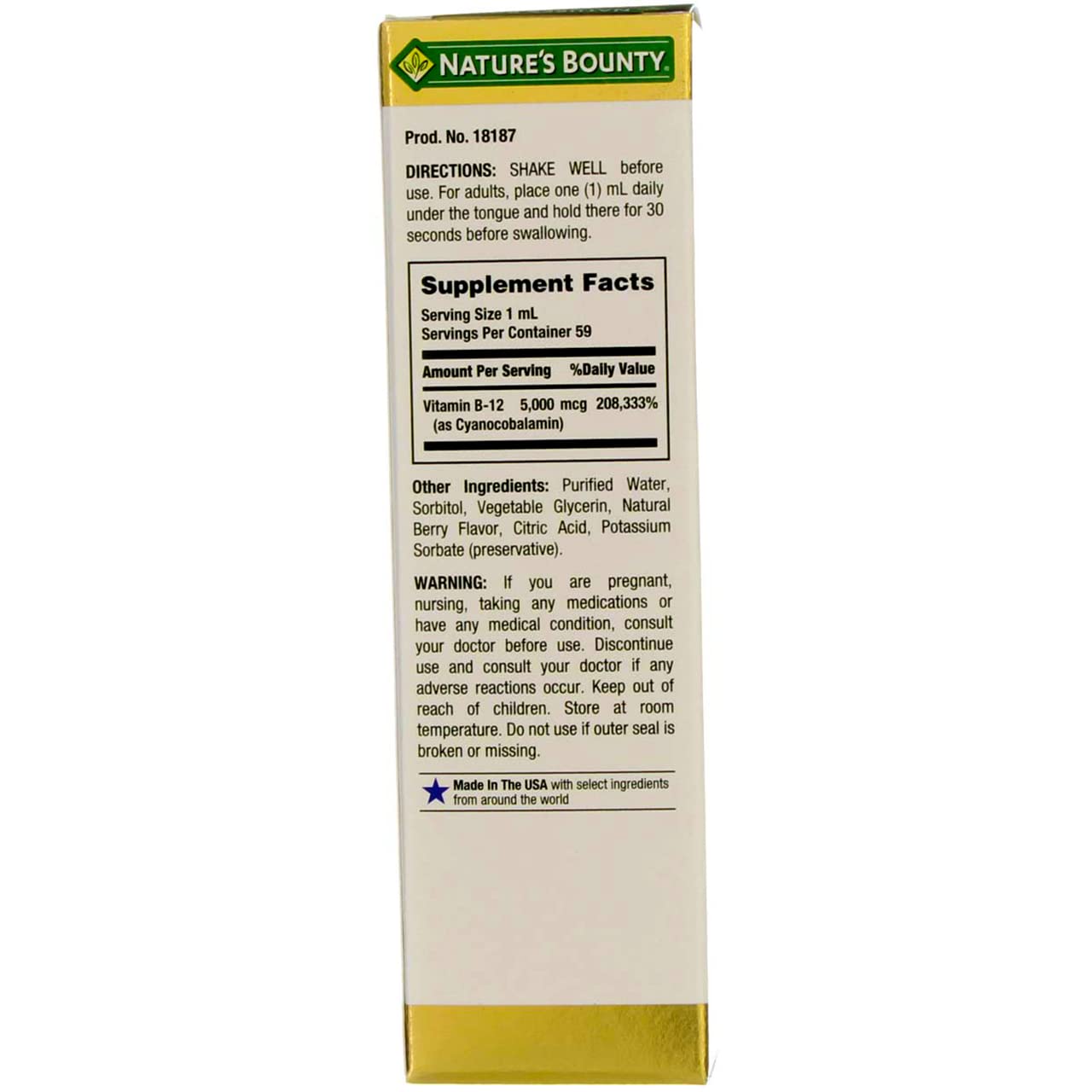 Nature's Bounty B-12 berry-flavored liquid drops for daily use