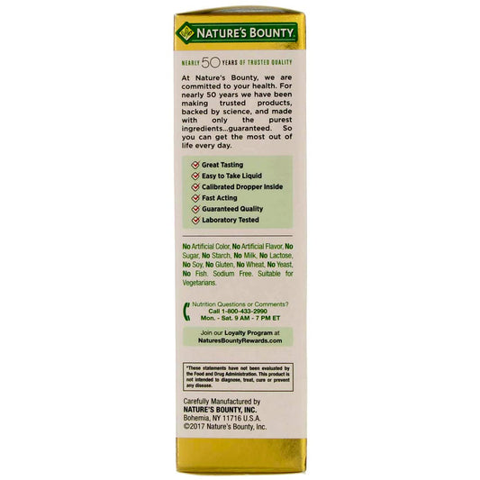 Closeup of Nature's Bounty B-12 sublingual dropper for easy dosing