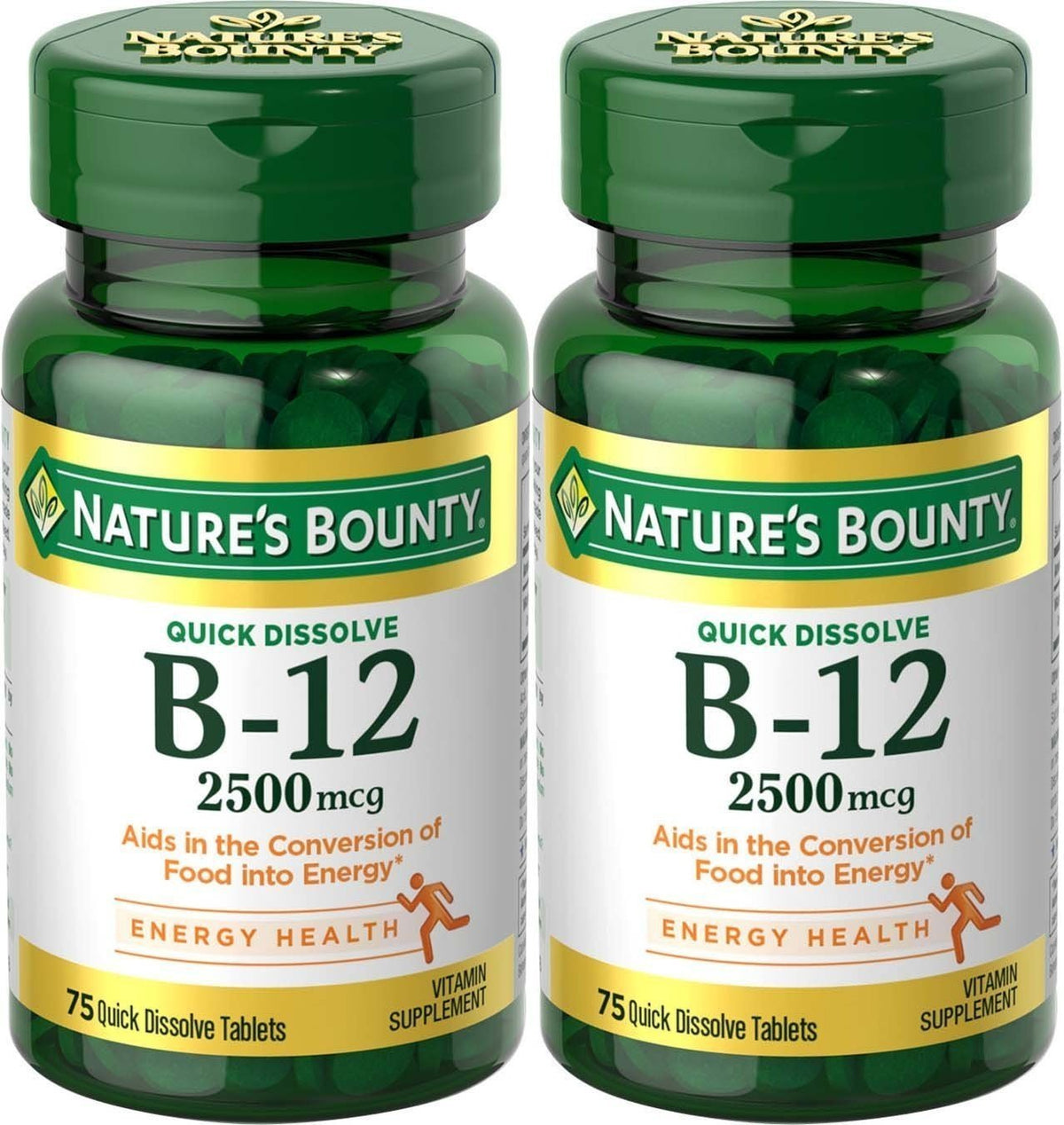 Nature's Bounty B-12 quick-dissolve cherry tablet for convenient daily use.