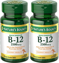 Nature's Bounty B-12 quick-dissolve cherry tablet for convenient daily use.