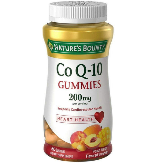 Nature's Bounty CoQ-10 Gummies Peach Mango bottle supports daily energy for busy days.