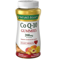 Nature's Bounty CoQ-10 Gummies Peach Mango bottle supports daily energy for busy days.