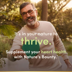 Nature's Bounty CoQ10 ingredients closeup showcases Q-Sorb antioxidant.