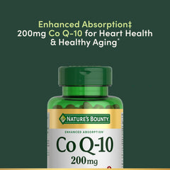 Nature's Bounty CoQ10 rapid-release label indicates non-GMO and sugar-free formula.