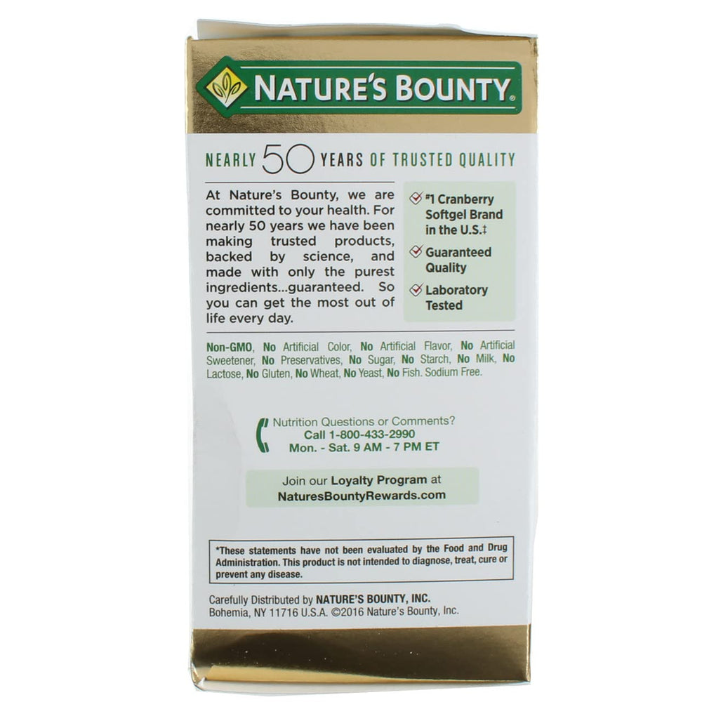 Nature's Bounty cranberry daily-use bottle for urinary health and routine wellness.