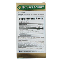 Nature's Bounty cranberry supplement with 100 mg Vitamin C supports immune function.