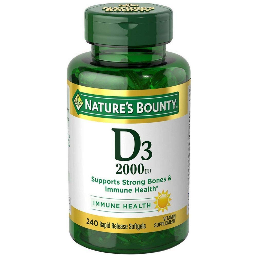 Nature's Bounty D3-2000 IU softgels bottle for daily wellness support