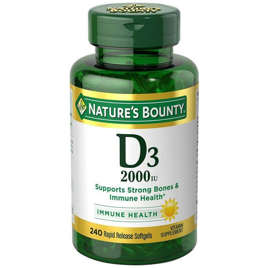 Nature's Bounty D3-2000 IU softgels bottle for daily wellness support