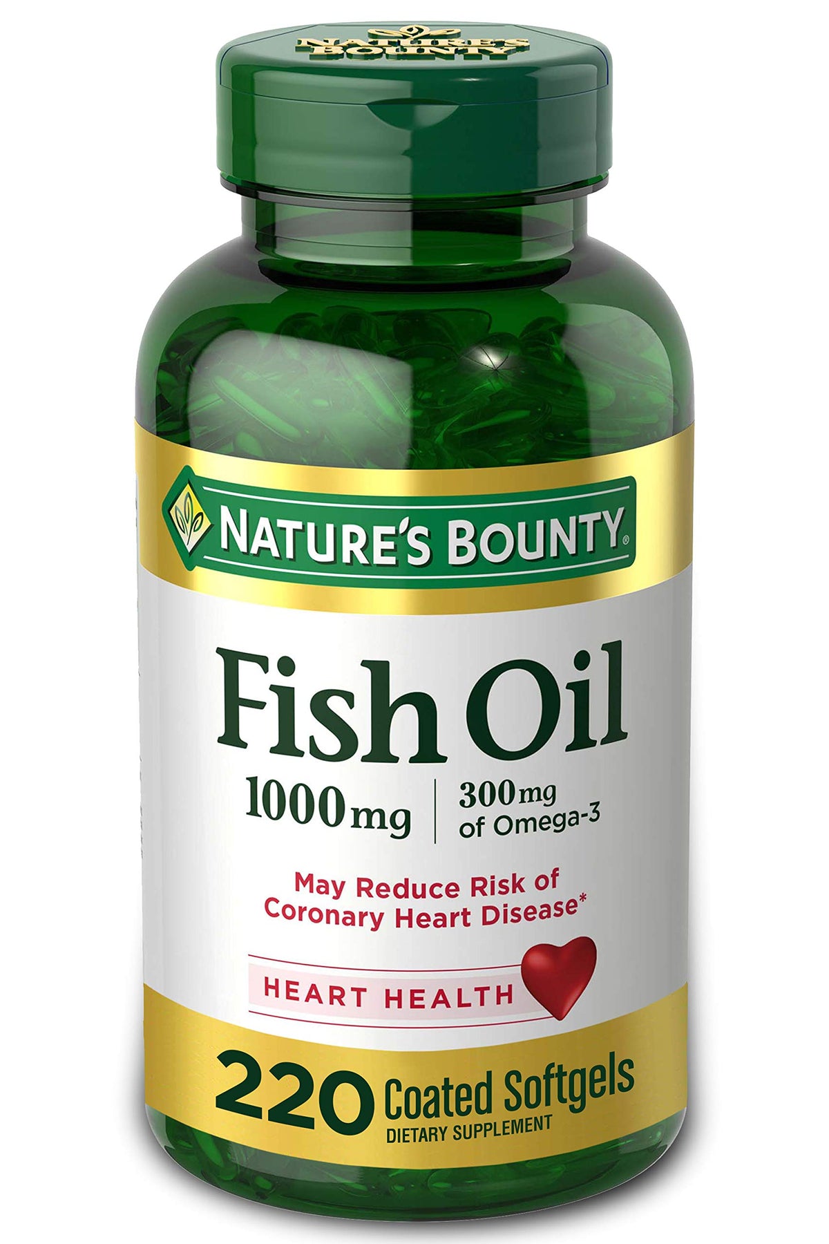 Nature's Bounty Fish Oil 1000 mg softgel bottle for convenient daily omega-3 intake