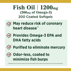 Nature's Bounty Fish Oil close-up of the softgels for easy intake.