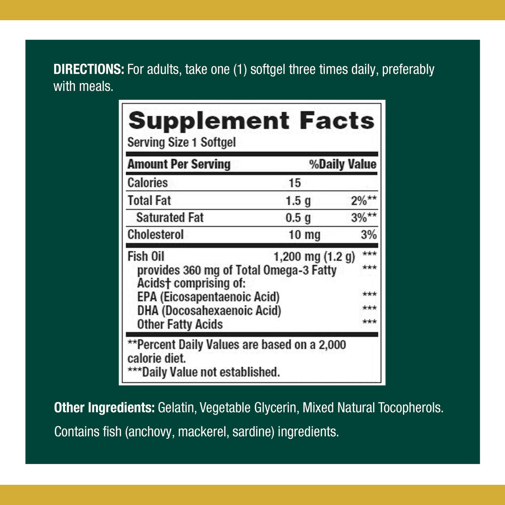 Nature's Bounty fish oil softgels ready for daily use