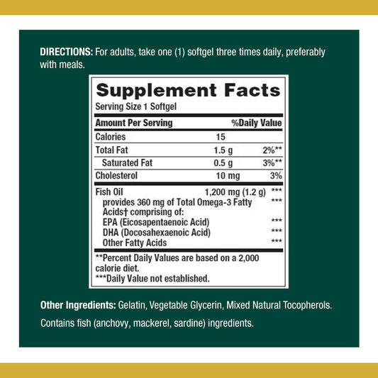 Nature's Bounty fish oil softgels ready for daily use